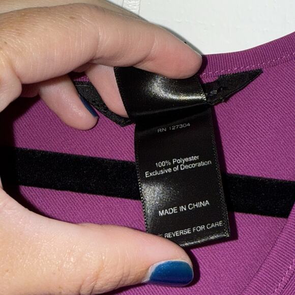 Ali Miles Women’s Boxy Short Sleeve Blouse Cutouts Purple Size 1X - Picture 5 of 5